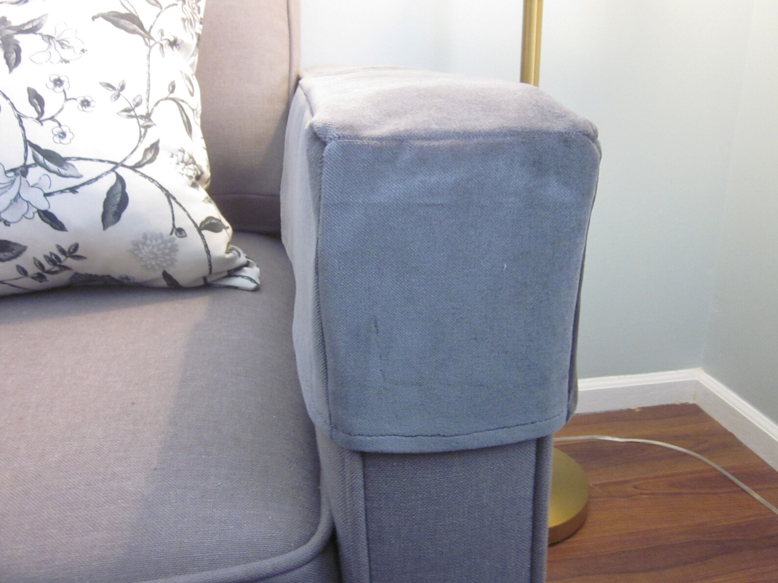 Sofa Armrest Covers Chair Arm Caps Gray Velvet Pair Made Etsy