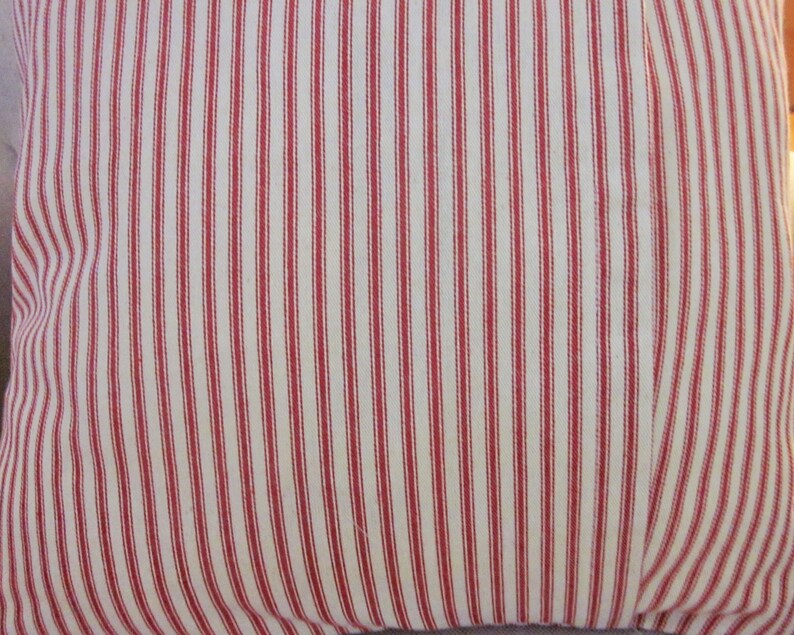 Red Ticking Pillow Cover Blocked Decorative Pillow Etsy