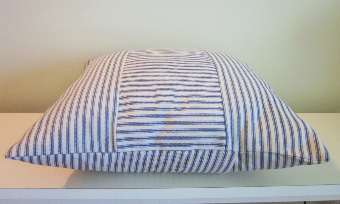 Blue Ticking Pillow Cover Decorative Pillow 20 and Etsy