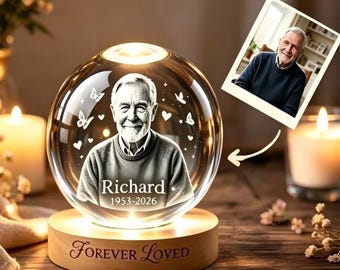 Lámpara de noche personalizada con foto, lámpara de bola de cristal para recordar a mamá, regalo de condolencia, recuerdo conmemorativo, regalo para recordar a papá