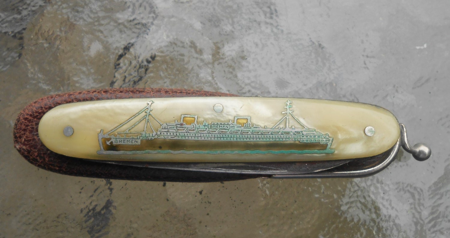 Vintage SS Bremen German Ocean Liner Souvenir Knife Etsy