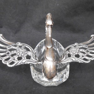 Birks Germany Sterling Crystal Swan Master Salt Articulating Wings image 2