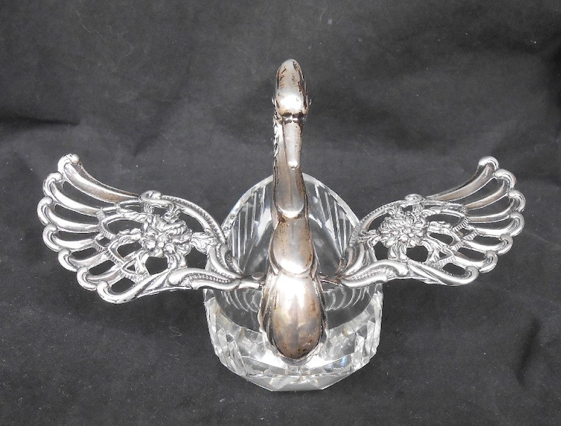 Birks Germany Sterling Crystal Swan Master Salt Articulating Wings image 2