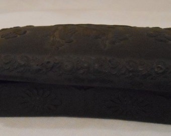 Antique Wedgwood Black Basalt Match Box With Striker Lid