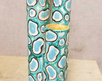 Mid Century Modern MCM Italy Art Pottery Staggered Amoeba Vase