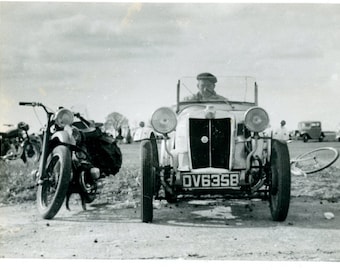 Vintage Photo Snapshot Race Car Motor Cycle Great Britain