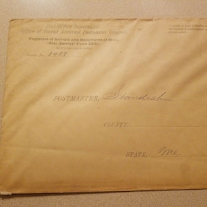 Antique US Postal Cover Standish Maine 2nd Assistant Postmaster General