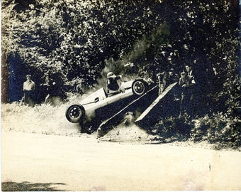 Vintage Photo Press Photo Car Racing Crash Silver Gelatin