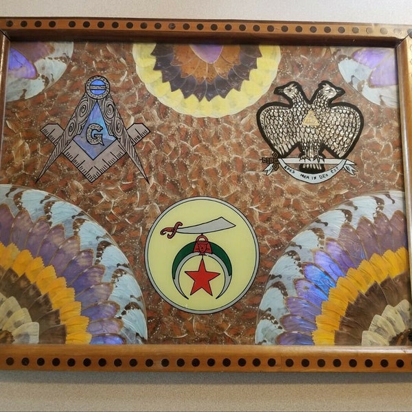 Antique Butterfly Wing Serving Tray Masonic Scottish Rite 32 Degree Mason