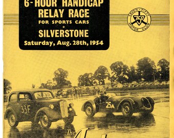 Vintage Auto Racing Program Silverstone With Paddock Pass 1954