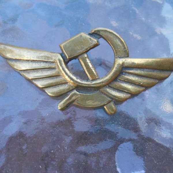 Soviet Union USSR Russian Aviation Pilot Hat Cap Badge Cast Brass