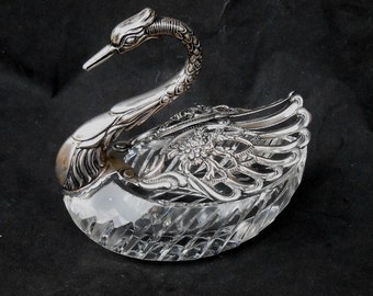 Birks  Germany Sterling Crystal Swan Master Salt Articulating Wings