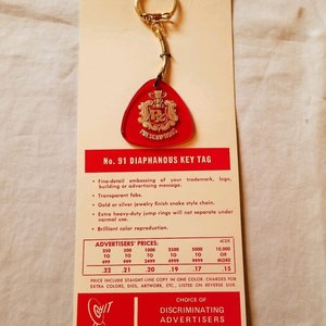 Vintage Vintage Salesman Sample Advertising Pharmacist Key Fob On Card