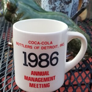 Vintage Coca Cola Ceramic Coffee Mug 1986 Coca-Cola Bottlers Of Detroit