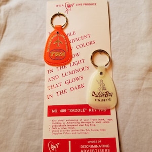 Vintage Salesman Sample Advertising Key Fob On Card TWA and Dutch Boy Paints