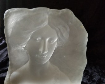 Vintage Cristallin Italy Crystal Art Deco Frosted Art Glass Woman