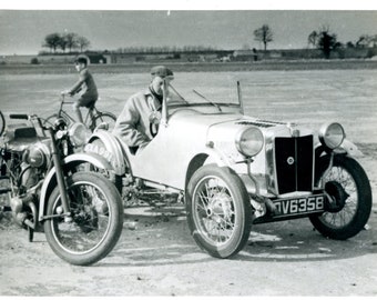 Vintage Photo Snapshot Race Car Motor Cycle Great Britain