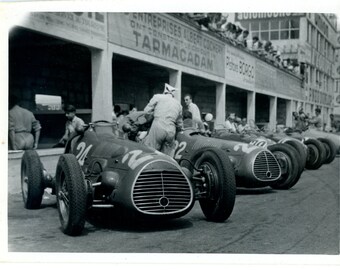 Vintage Photo Snapshot Formula One Grand Prix Race Cars