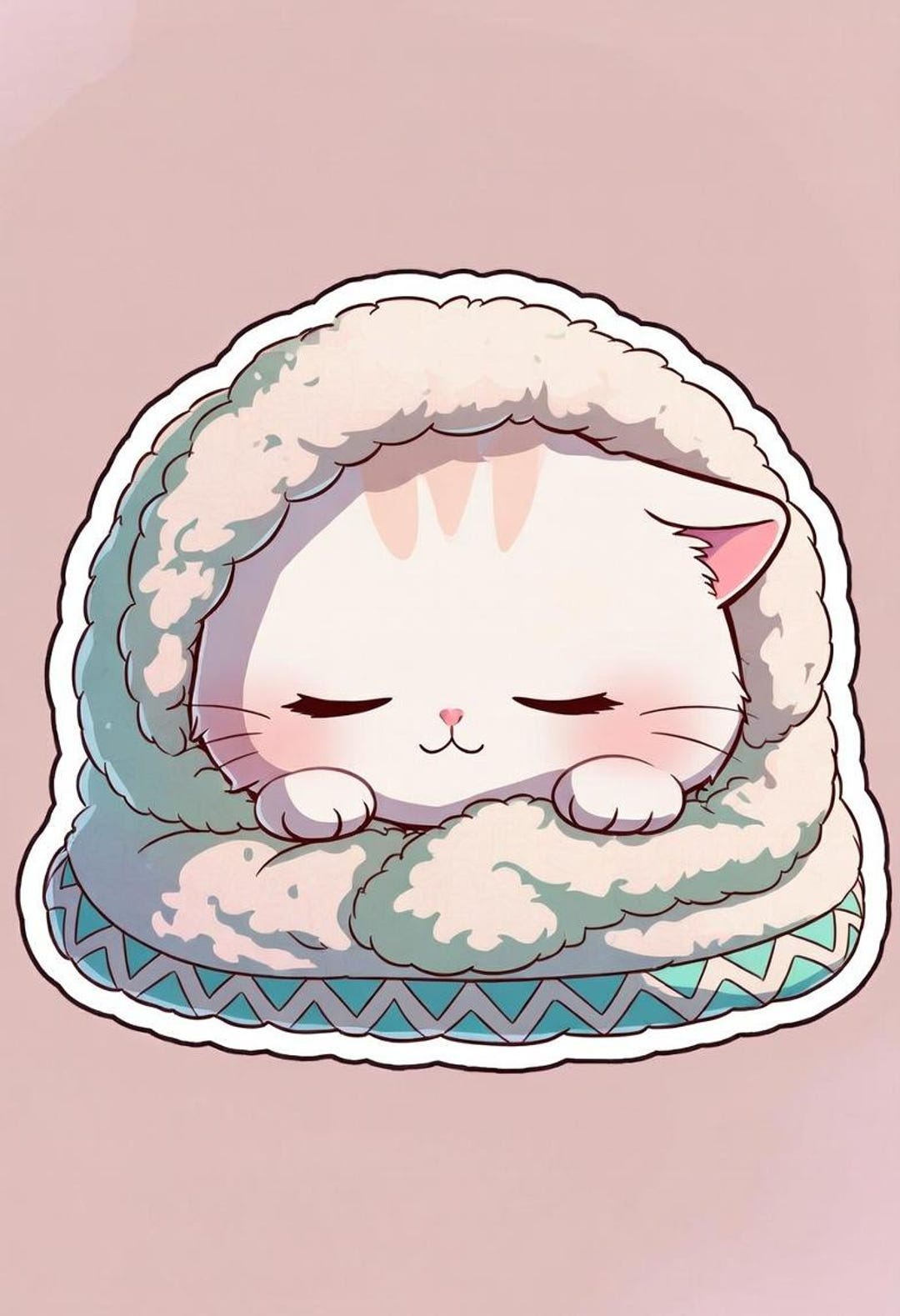 Cute Sleeping Kitty Cozy Blanket Sticker – Kawaii Cat Vinyl Decal - Etsy