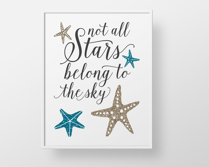 Starfish Ocean Print Quote Script Teal Aqua Gold Custom Etsy
