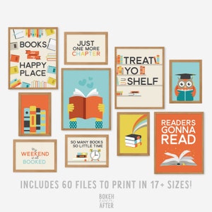 Reading Classroom Poster Set, Printable Gallery Wall Art, Book Pun Prints, Literacy Teacher Gift, Home School Decor, DIGITAL DOWNLOAD BG-6