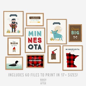 Minnesota Paul Bunyan Printable Set, Printable Gallery Wall Art, Woodland Nursery Prints, Lumberjack Bedroom Decor, DIGITAL DOWNLOAD BG-17