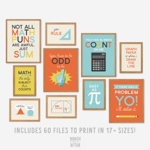 Math Classroom Pun Prints, Set of 10, Stem Gallery Wall Art (Digital Download)