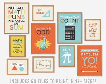 Math Classroom Poster Set, Printable Gallery Wall Art, Stem Pun Prints, Math Teacher Gift, Kids Home School Decor, DIGITAL DOWNLOAD BG-2