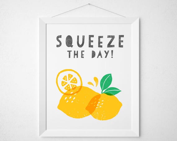 Squeeze the Day Lemon Lemons Citrus Fruit Print Wall Decor - Etsy