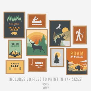 Nationalparks Poster Set, druckbare Galerie Wandkunst, Kinder Wald Wald Wandern Camping Kindergarten, grüne Natur Set, DIGITAL DOWNLOAD BG-14