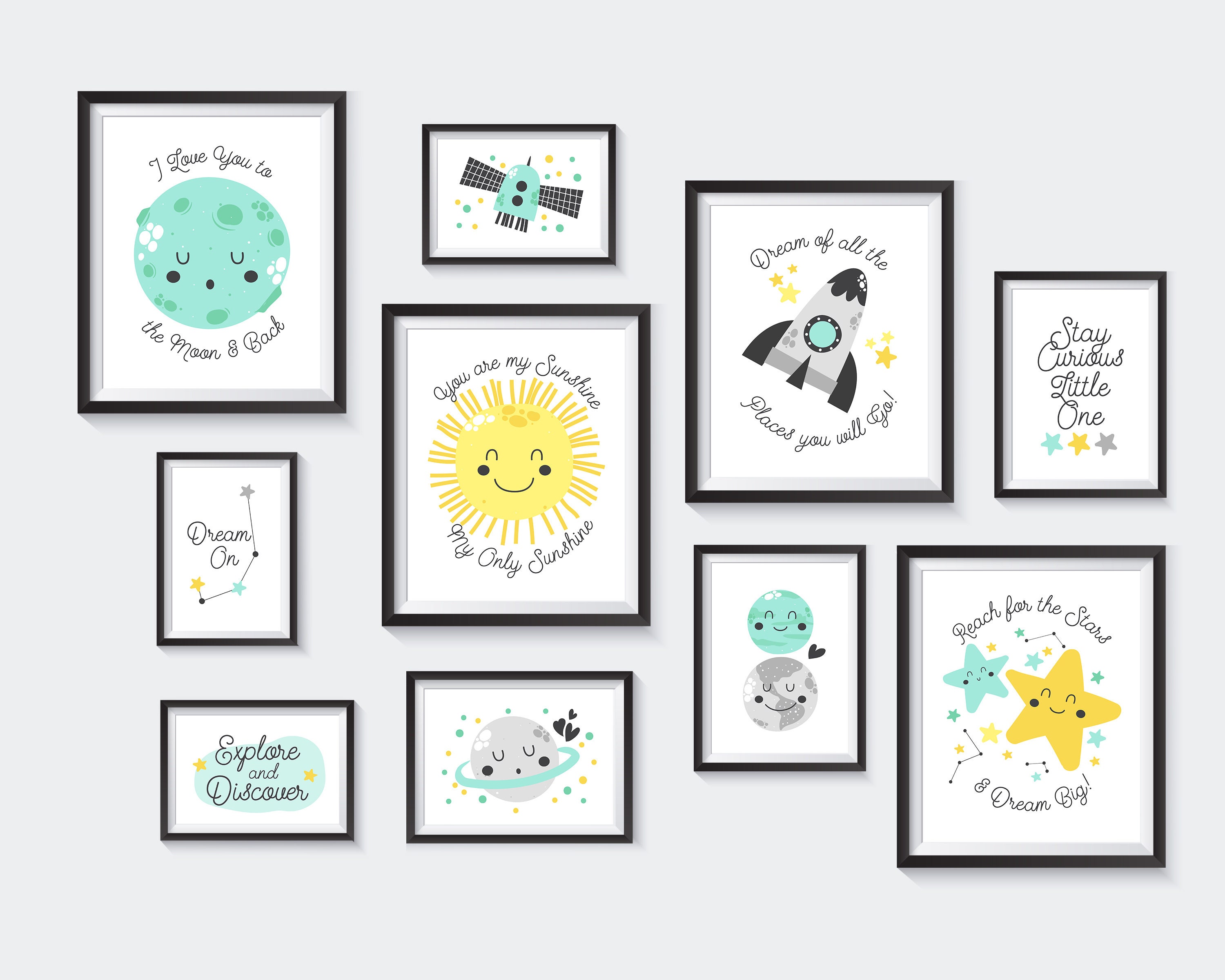 Space Galaxy Nursery Printable Set Nursery Printables Etsy