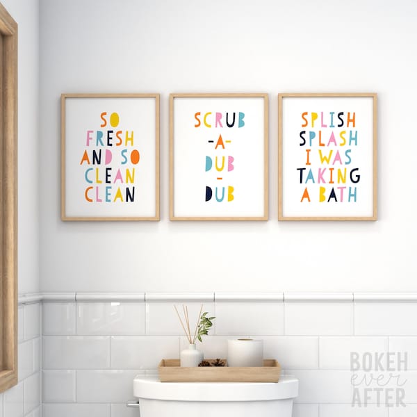 Kids Bathroom Rules Print Set, Colorful Washroom Decor (Digital Download)