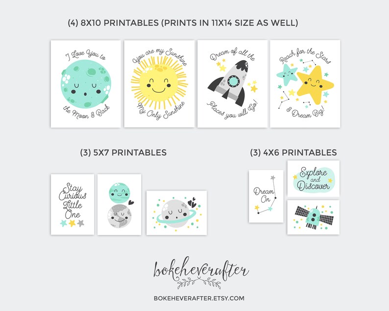 Space Galaxy Nursery Printable Set Nursery Printables Etsy