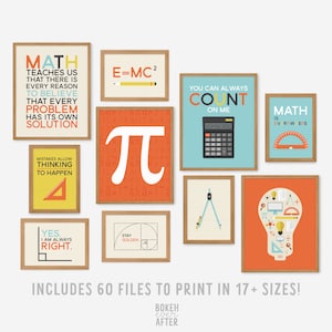 Math Classroom Poster Print Set of 10, Printable Gallery Wall Art, Stem Pun Prints, Math Teacher Gift, Kids Decor, DIGITAL DOWNLOAD BG-4