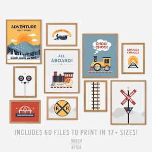 Locomotive Train Printables, Modern Kids Poster Set, Printable Gallery Wall Art Nursery Bedroom Transportation Decor, DIGITAL DOWNLOAD BG-16