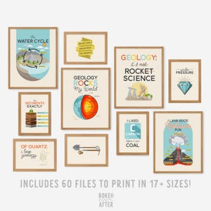 Geology Pun Classroom Poster Prints Set of 10, Printable Gallery Wall Art, Funny Prints, Science Teacher Decor Gift, DIGITAL DOWNLOAD BG-28
