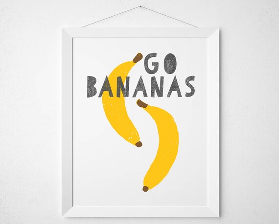 Go Bananas Banana print fruit wall decor art kitchen | Etsy