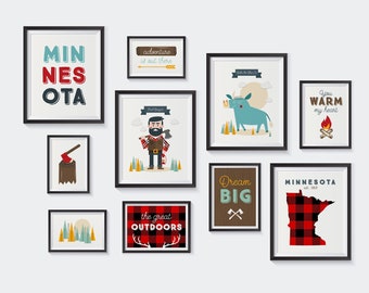 Paul Bunyan Printable / Minnesota Nursery Printables / Woodland Lumberjack Kids Gallery Wall / Rustic Red Plaid / INSTANT DIGITAL DOWNLOAD