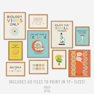 Biology Science Classroom Poster Set, Printable Gallery Wall Art, Stem Pun Prints, Teacher Gift, Home School Decor, DIGITAL DOWNLOAD BG-5