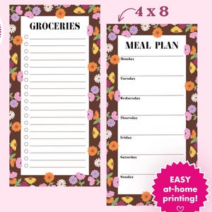 Floral Meal Planner & Grocery List Notepad (Digital Download)