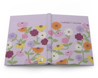 Custom "Your Name's Version" Purple Acoustic Piano Flowers Personalized Hardcover Notebook