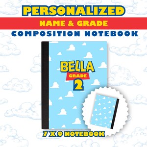 PERSONALISIERTES ZUSAMMENSETZENDES NOTIZBUCH | GESCHICHTE eines Spielzeug InSpired CoverS | 7 x 9-Zoll-Graphik, uni, breit oder primar ausgeschlossen grade k-2