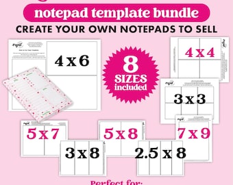 Printable Notepads Templates Bundle | Canva Editable and Cut Lines Files Included | Digital Files Letter Size 8.5 x 11 inch Instant Download