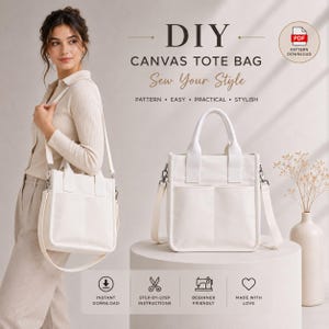 Tutoriel et patron PDF pour sac fourre-tout en toile à poches multiples - Sac à main en toile