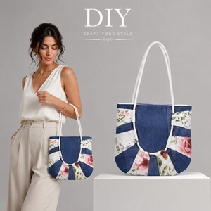 Shoulder Bag Idea From Denim Jeans Cord and Fabric Step-by-step Pattern PDF