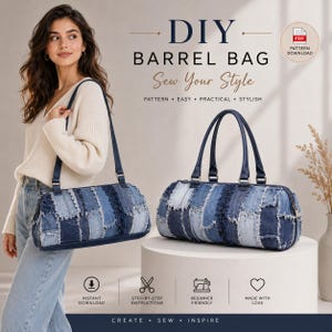 Trendige Jeans-Baguette-Tasche (PDF-Schnittmuster) / Jeans-Reise