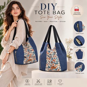 Patrón de costura para bolso tipo chaleco vaquero, bolso DIY hecho con vaqueros reciclados (descarga en PDF)