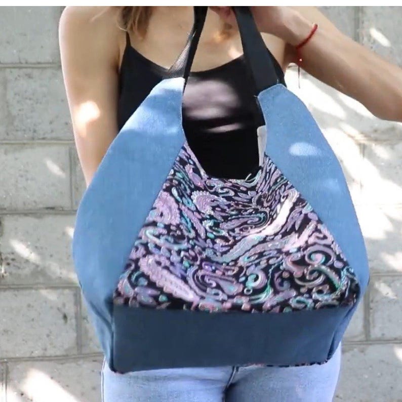 Denim Vest Tote Bag Sewing Pattern, Upcycled Jeans DIY Purse (PDF ...