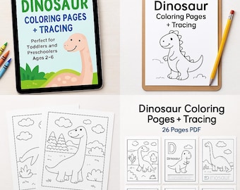 Dinosaur Coloring and Tracing Book for Kids