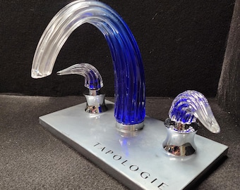 Kobaltblauw vervaagt om te wissen | 8" wijdverspreide kranenset | Limited Final Edition | Functionele kunst | Moderne badkamerarmatuur